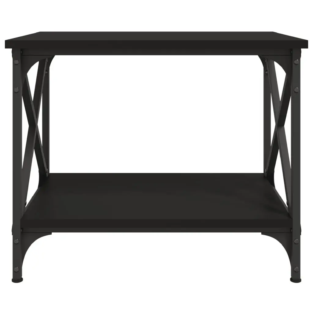Side Table Black Open Shelf Storage Accent Furniture 55 x 38 x 45 cm