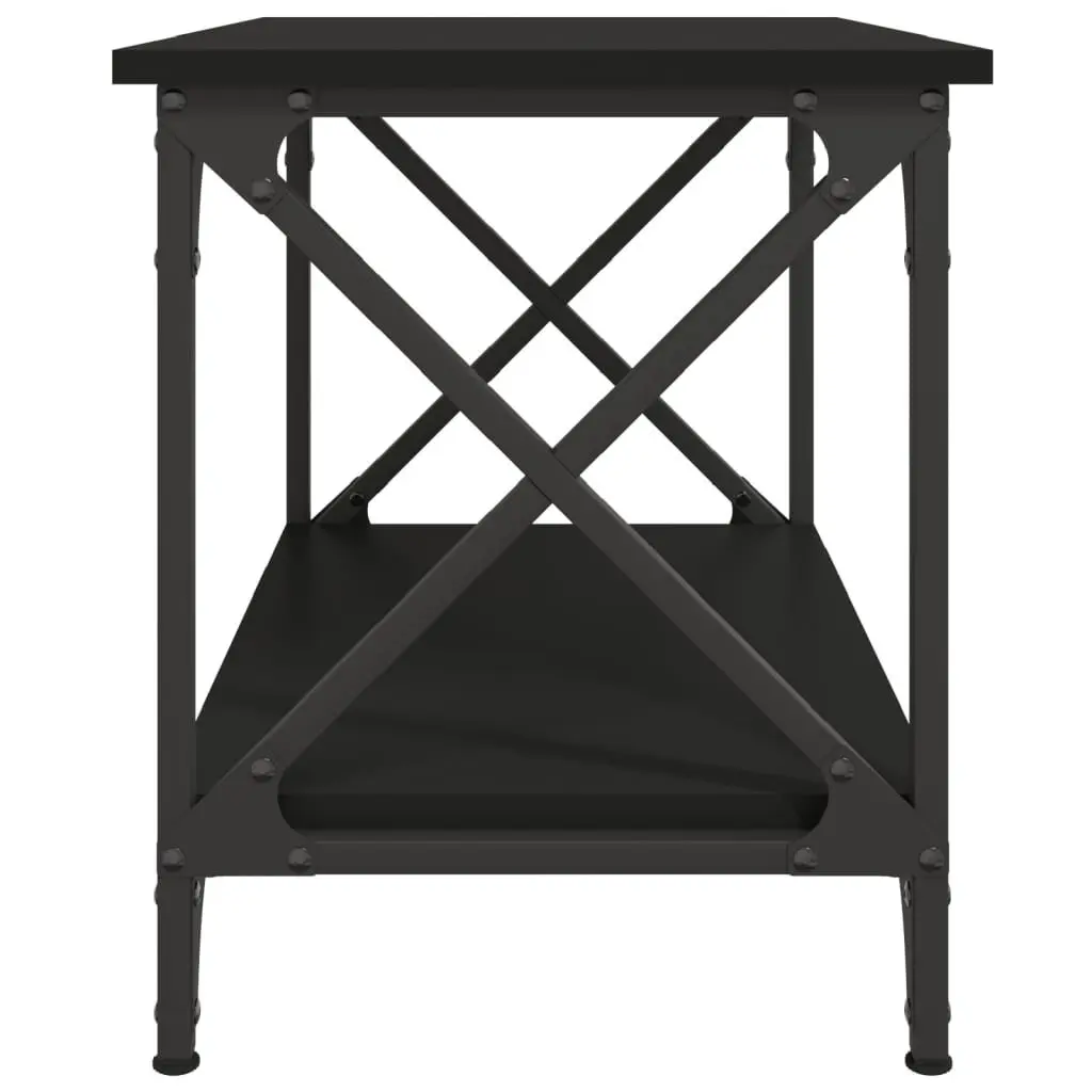 Side Table Black Open Shelf Storage Accent Furniture 55 x 38 x 45 cm