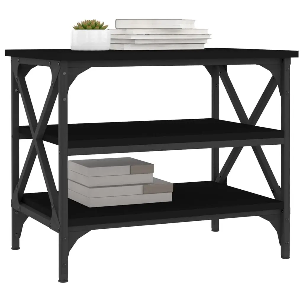 Side Table Black Industrial Style 55x38x45cm