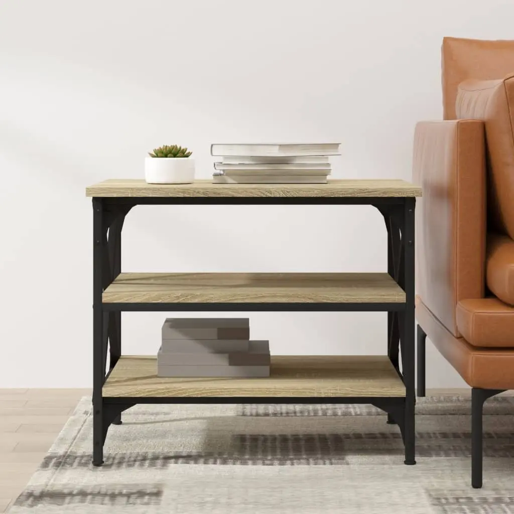 Side Table Industrial Style Brown Engineered Wood 55 x 38 x 45 cm