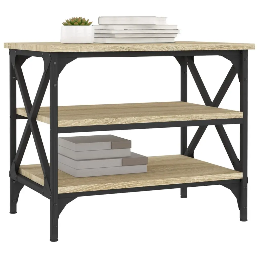 Side Table Industrial Style Brown Engineered Wood 55 x 38 x 45 cm