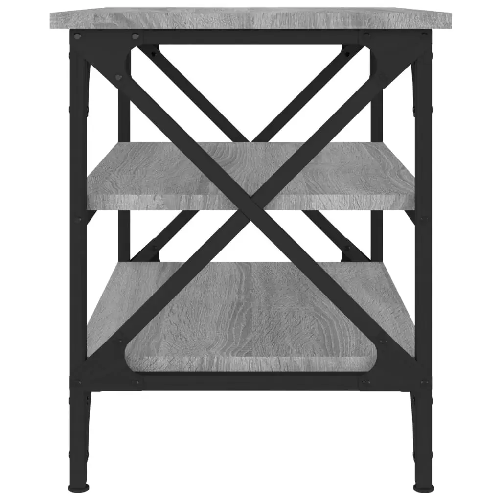 Grey Engineered Wood Side Table with Storage Industrial Frame Accent Coffee