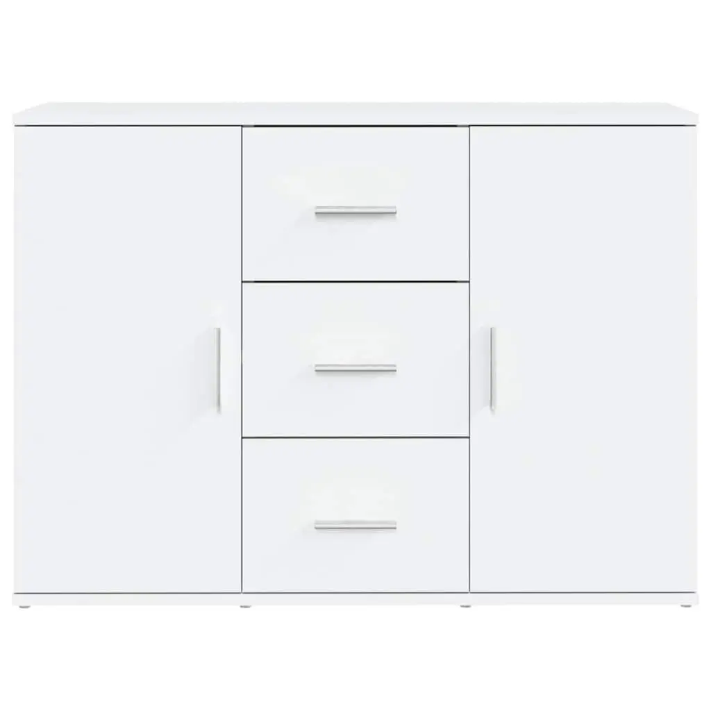 White Sideboard Storage Cabinet 91x29.5x65cm Engineered Wood Buffet 2 Doors 3