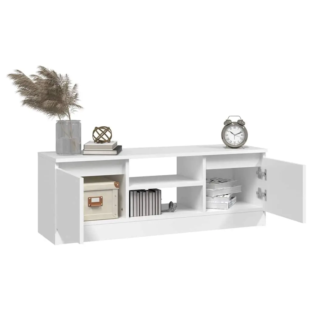 TV Cabinet with Door White Storage Unit Living Room Media Console Organizer