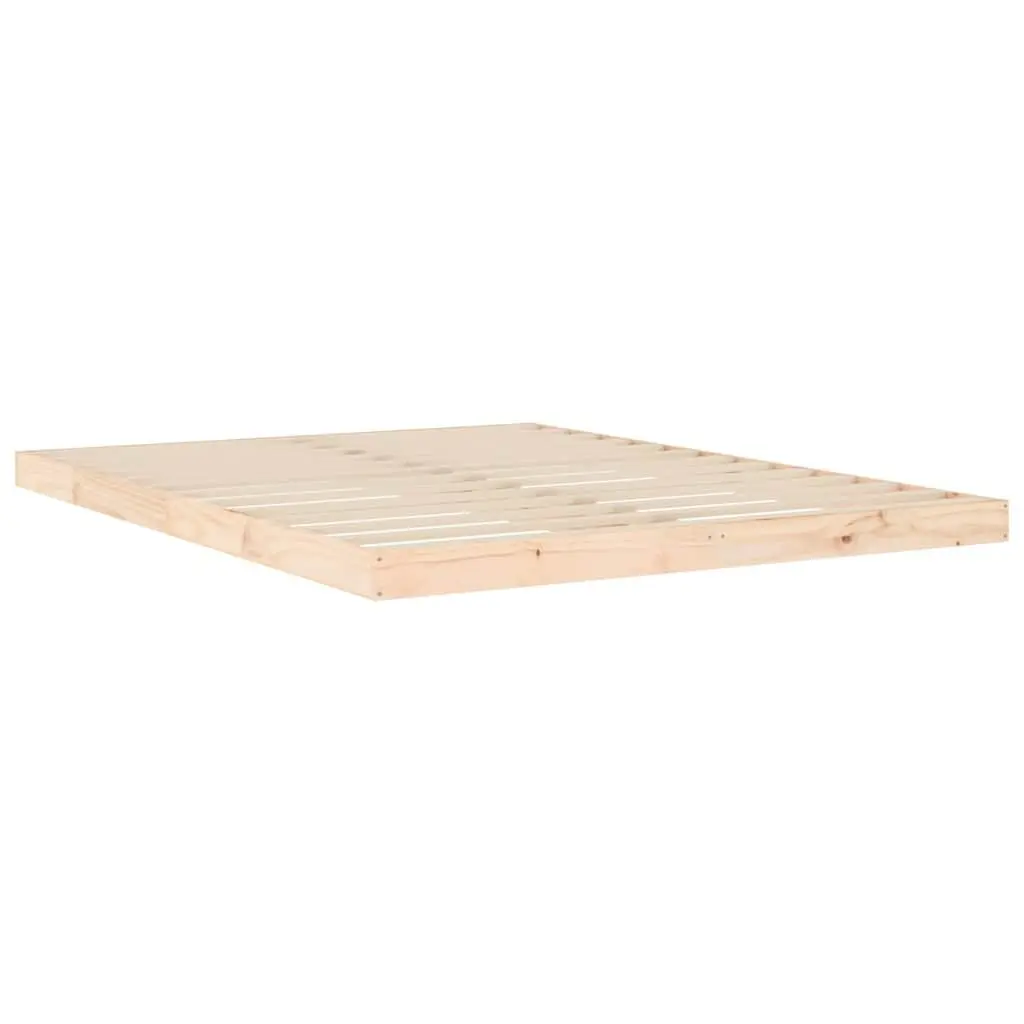 Pine Wood Bed Frame Sturdy Slatted Base Brown 150x200 cm