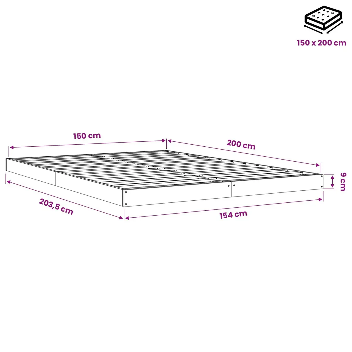 Pine Wood Bed Frame Sturdy Slatted Base Brown 150x200 cm