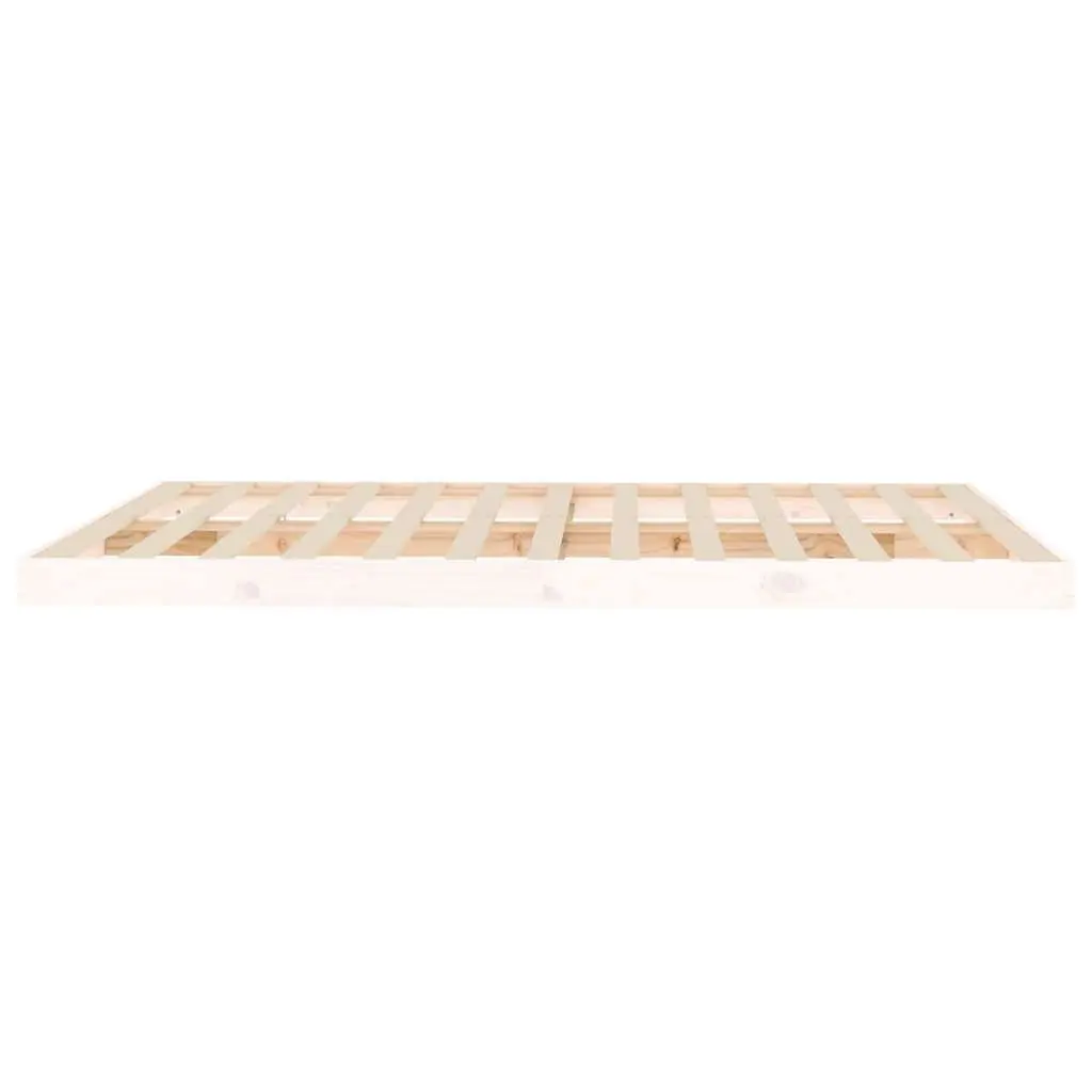Bed Frame White 150x200 cm Solid Wood Pine Wooden Slatted Base Modern Bedroom