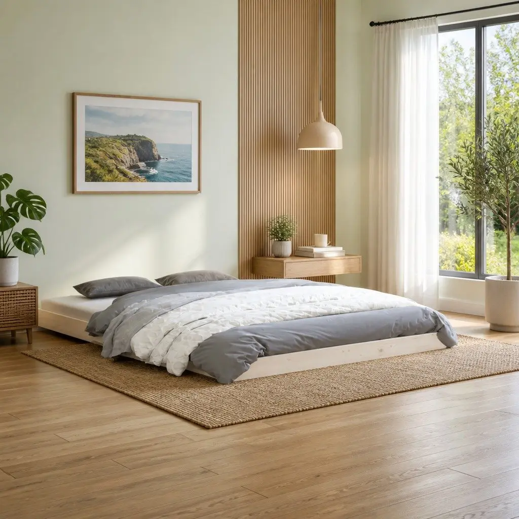 Bed Frame Solid Pine Wood Slatted Base White 135x190 cm Modern Bedroom Furniture