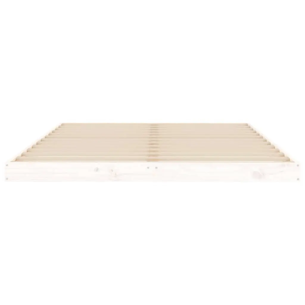 Bed Frame Solid Pine Wood Slatted Base White 135x190 cm Modern Bedroom Furniture