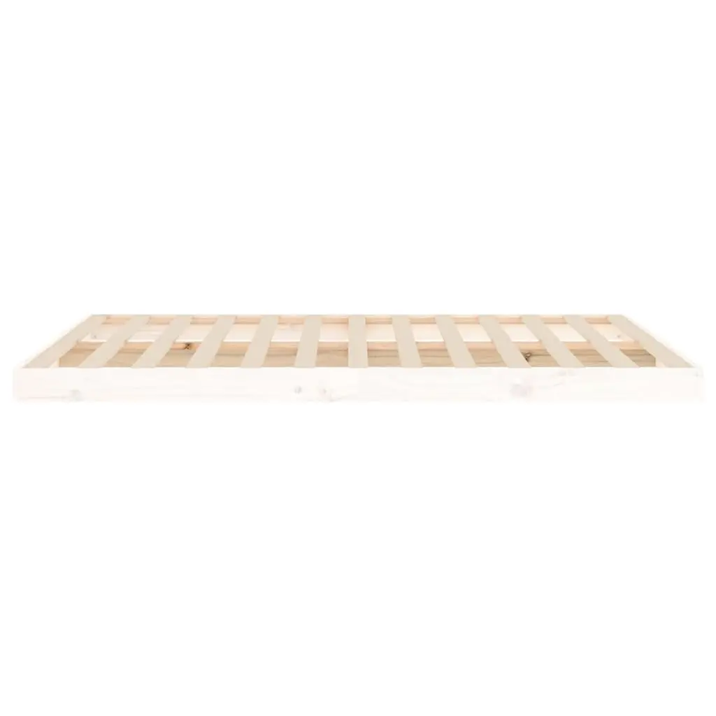 Bed Frame Solid Pine Wood Slatted Base White 135x190 cm Modern Bedroom Furniture