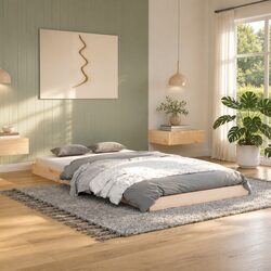 Solid Wood Pine Bed Frame 90x190 cm Single Wooden Bedroom Furniture Brown