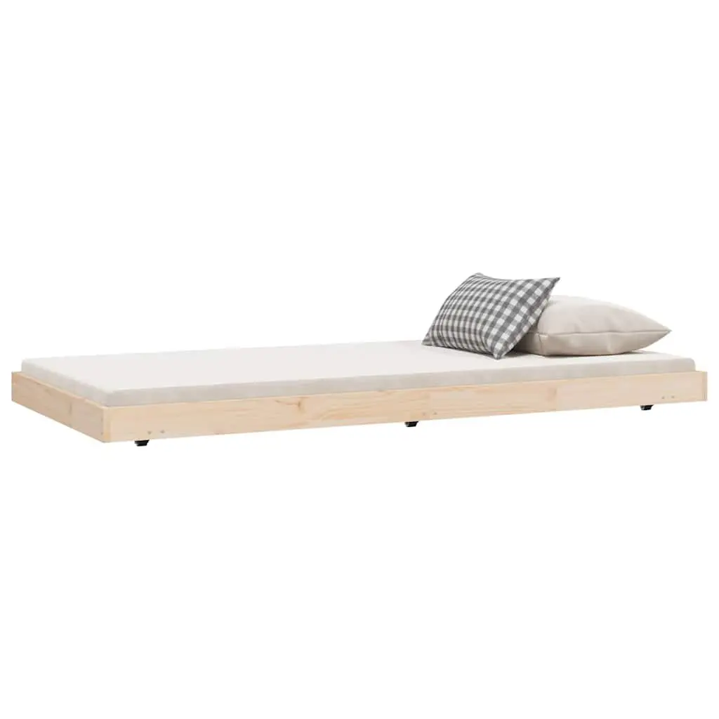 Pine Wood Bed Frame Sturdy Slatted Base 90x190 cm Brown