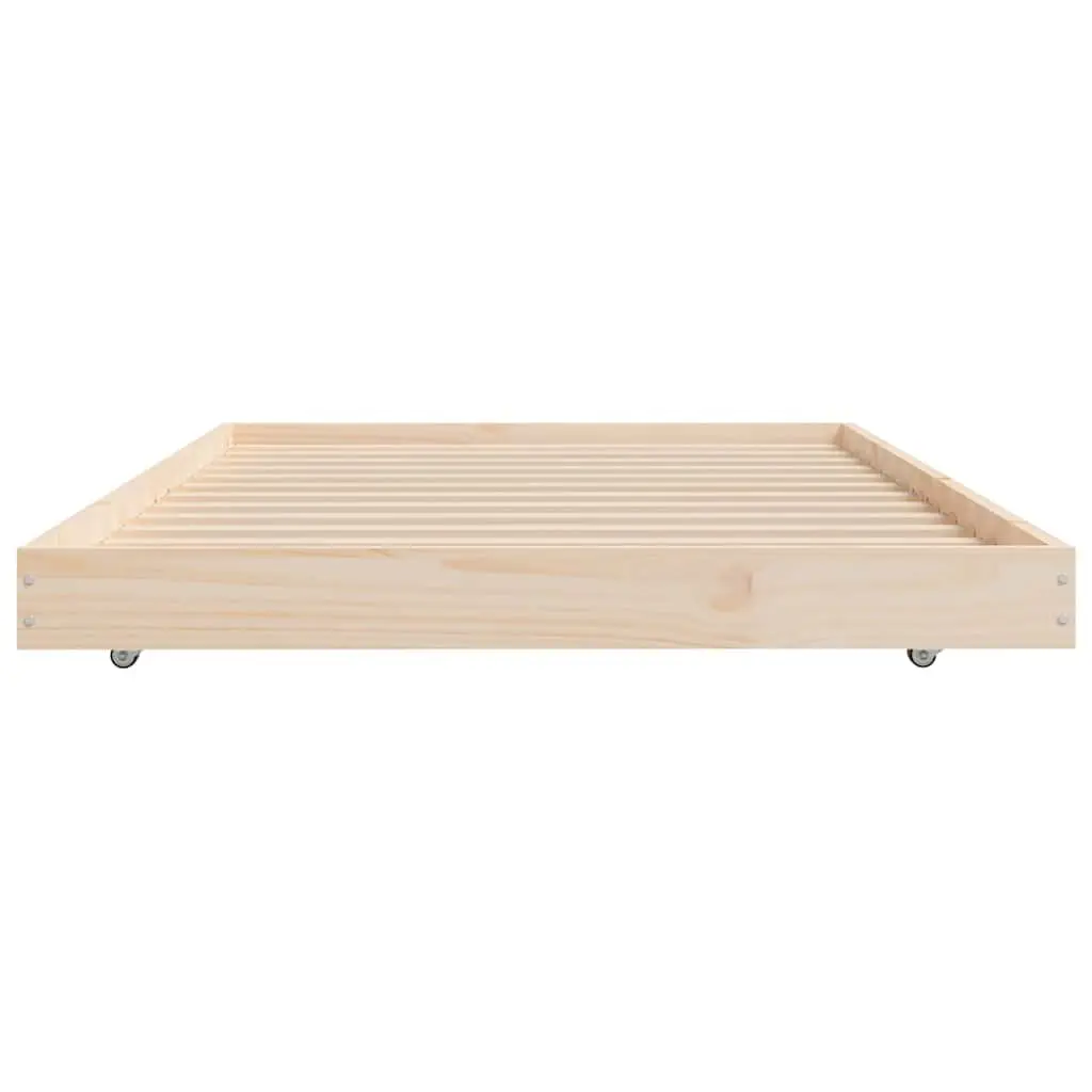 Pine Wood Bed Frame Sturdy Slatted Base 90x190 cm Brown