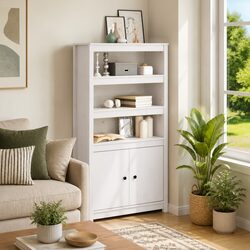 Friendly White Highboard Solid Pine Wood Storage Cabinet
