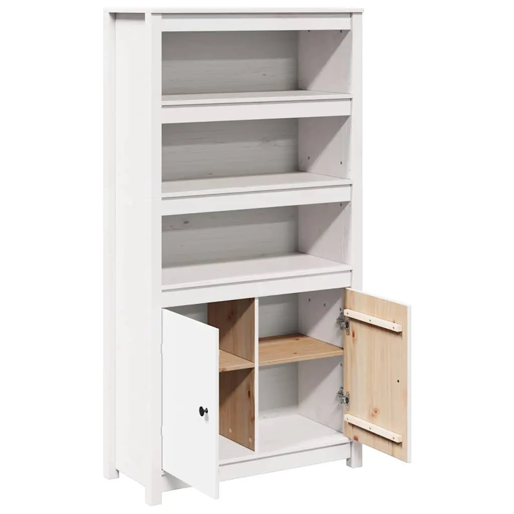 Highboard Solid Pine Wood White Storage Cabinet Sideboard with Doors Shelves