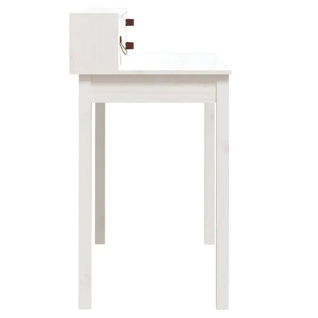 Solid Pine Wood Office Desk Compact Storage White 110 x 50 x 93 cm