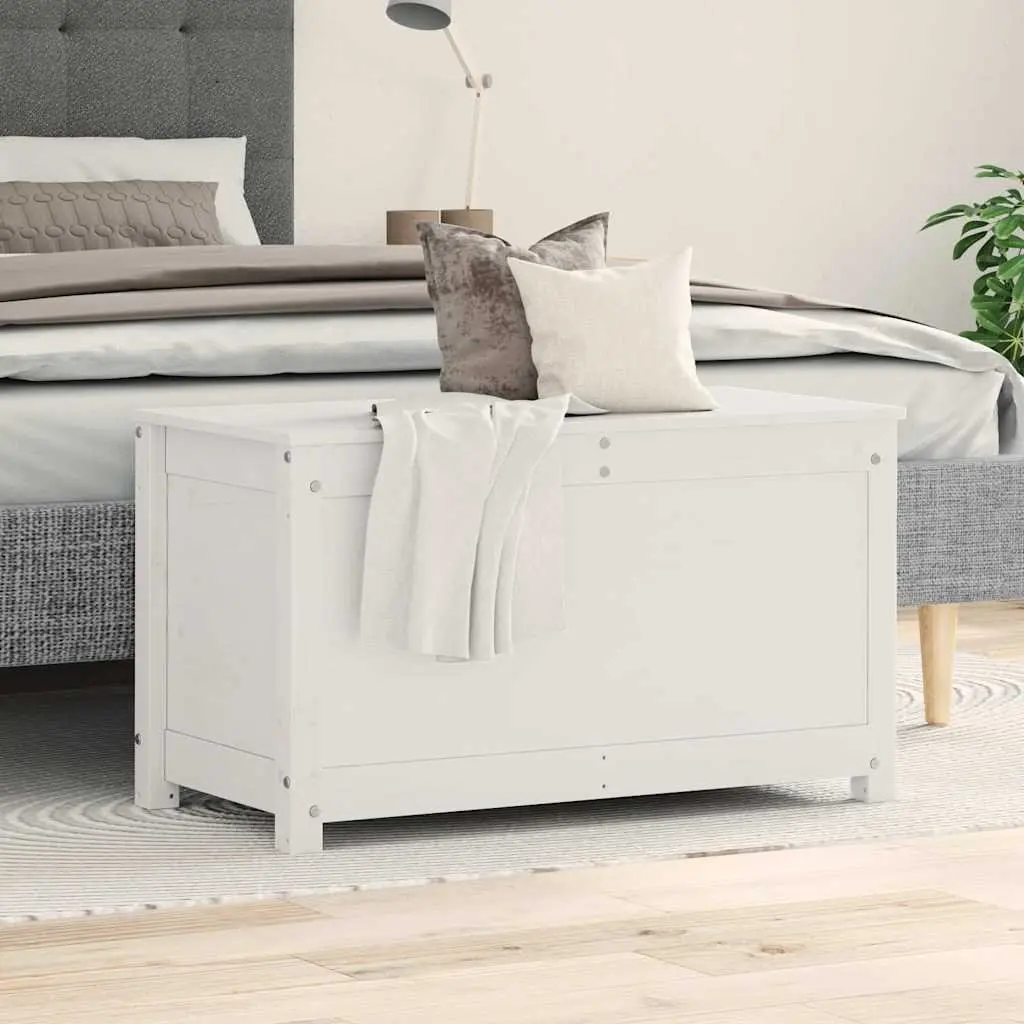 Storage Box White Solid Pine Wood 80x40x45.5cm Chest Organiser Lid Lift
