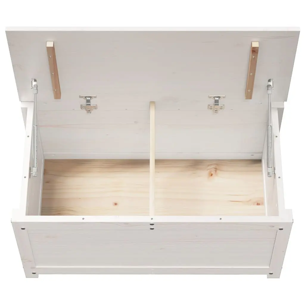 Storage Box White Solid Pine Wood 80x40x45.5cm Chest Organiser Lid Lift