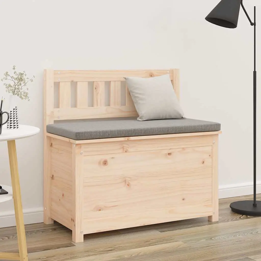 Wooden Storage Bench with Backrest Brown Solid Pine Wood 80 x 41 x 77 cm