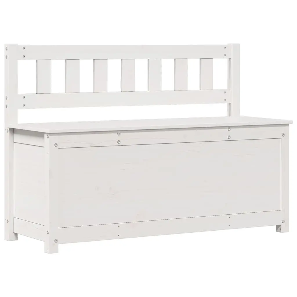 Wooden Bench with Storage Box Backrest White Solid Pine Frame 110x41x76.5cm