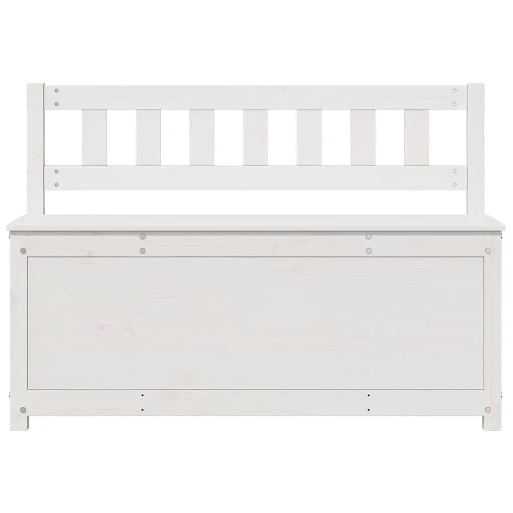 Wooden Bench with Storage Box Backrest White Solid Pine Frame 110x41x76.5cm