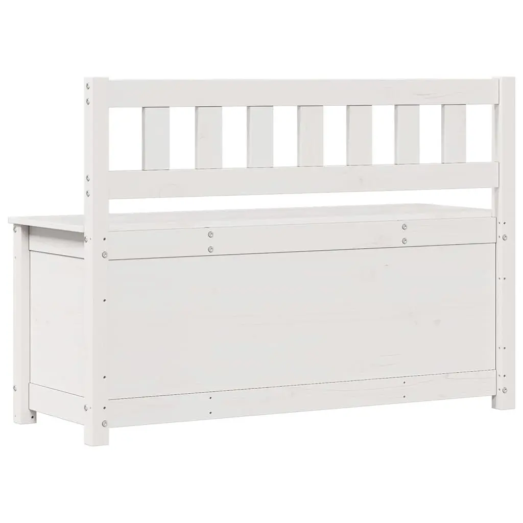 Wooden Bench with Storage Box Backrest White Solid Pine Frame 110x41x76.5cm