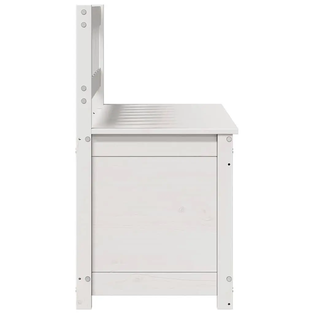 Wooden Bench with Storage Box Backrest White Solid Pine Frame 110x41x76.5cm
