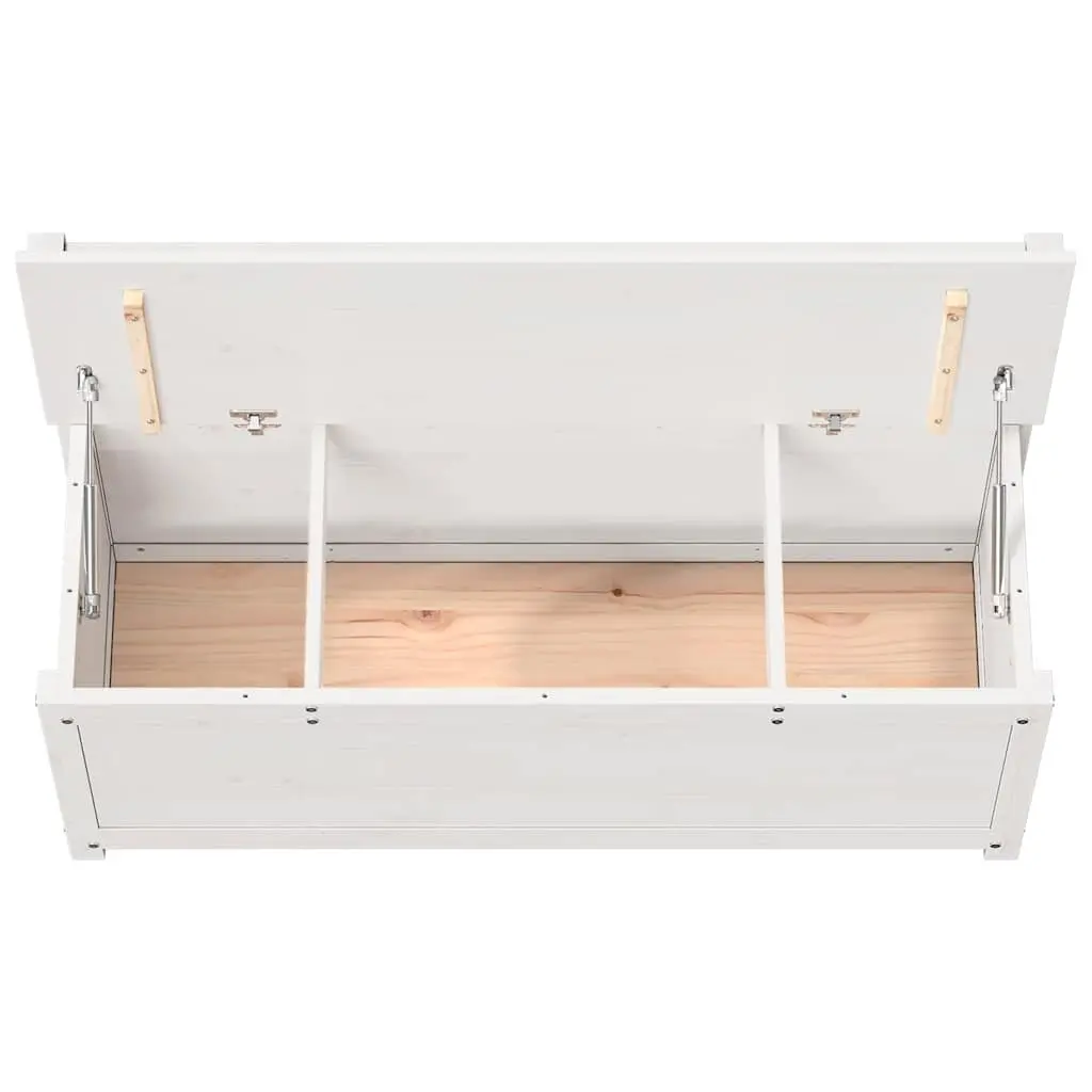 Wooden Bench with Storage Box Backrest White Solid Pine Frame 110x41x76.5cm