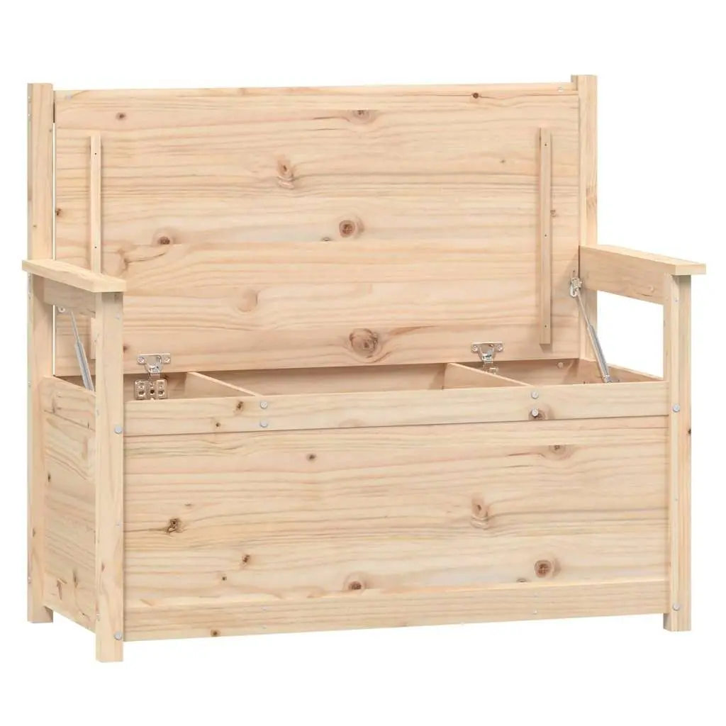 Storage Bench Solid Pine Wood Brown with Backrest Armrests 112.5x51.5x96.5cm