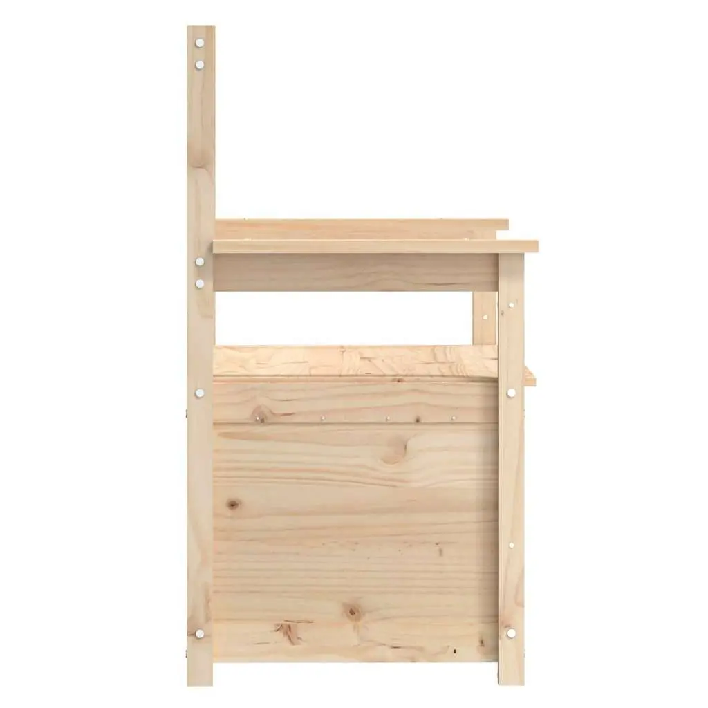 Storage Bench Solid Pine Wood Brown with Backrest Armrests 112.5x51.5x96.5cm