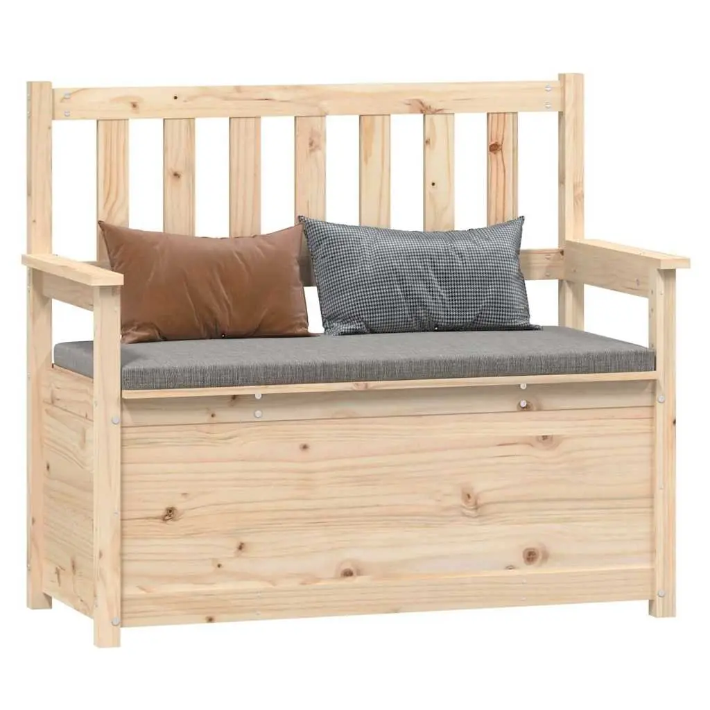 Storage Bench Solid Pine Wood Brown with Backrest Armrests 112.5x51.5x96.5cm