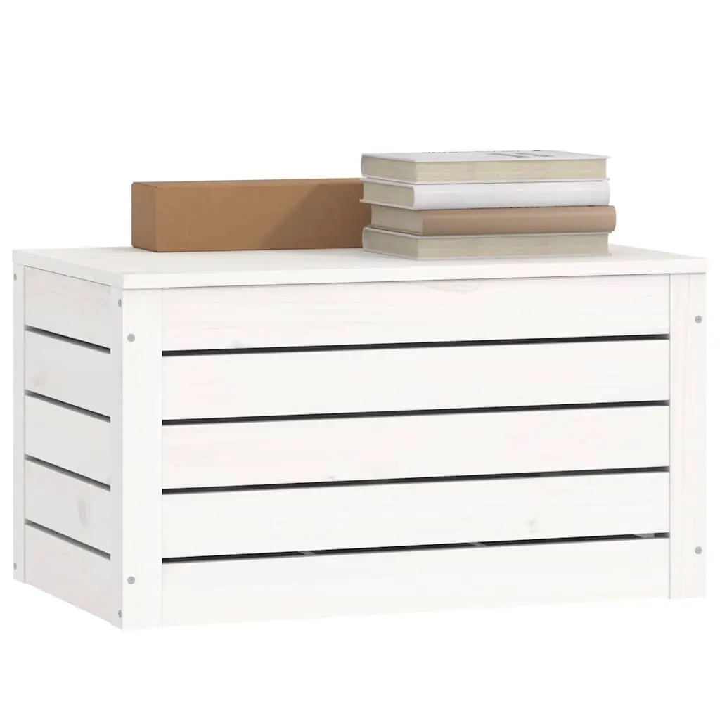 Storage Box White Solid Pinewood Chest Organizer 59.5 x 36.5 x 33 cm