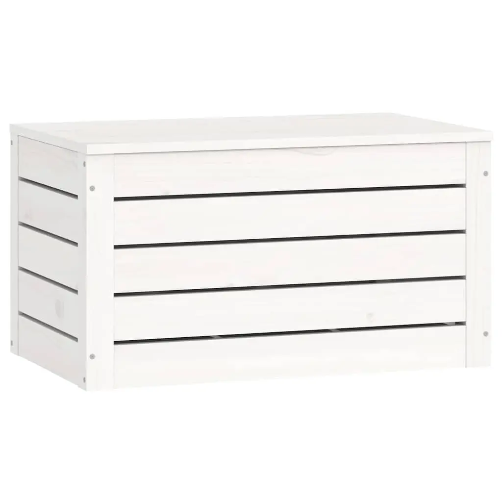 Storage Box White Solid Pinewood Chest Organizer 59.5 x 36.5 x 33 cm