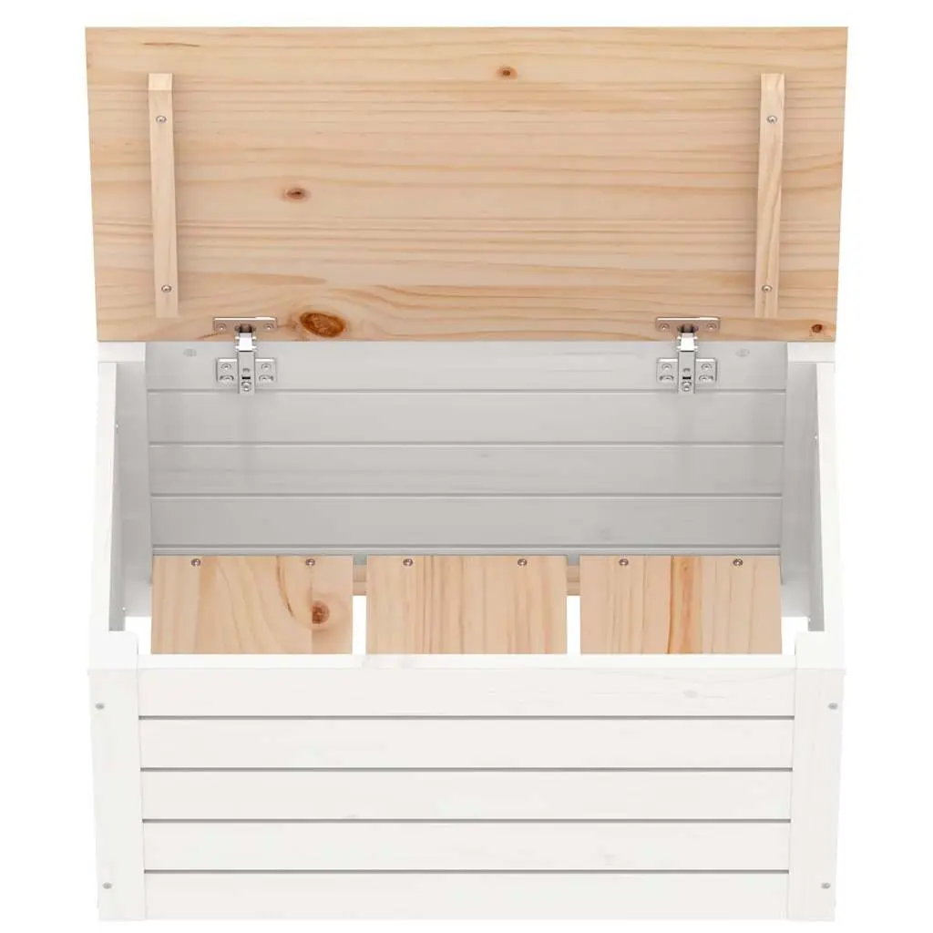 Storage Box White Solid Pinewood Chest Organizer 59.5 x 36.5 x 33 cm