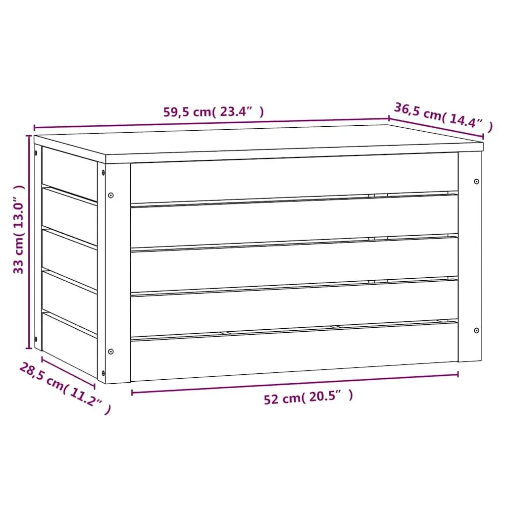 Storage Box White Solid Pinewood Chest Organizer 59.5 x 36.5 x 33 cm