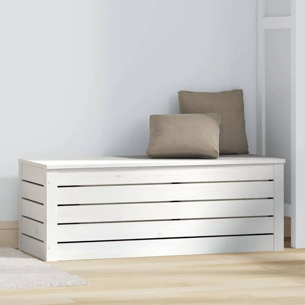 Storage Box White Solid Pine Wood 89x36.5x33 cm Chest Lid Organiser