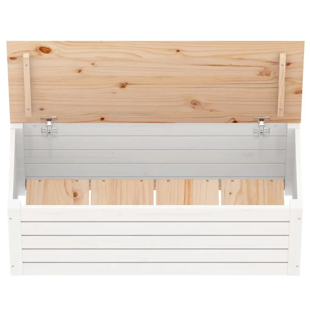 Storage Box White Solid Pine Wood 89x36.5x33 cm Chest Lid Organiser