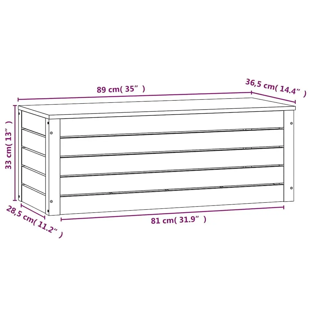 Storage Box White Solid Pine Wood 89x36.5x33 cm Chest Lid Organiser