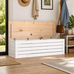 Charming White Storage Chest - Solid Pine Wood