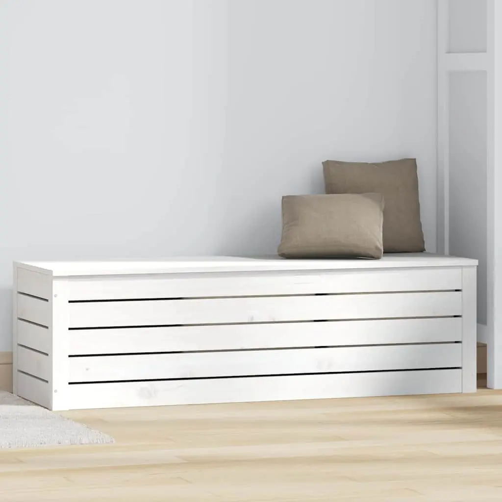 Storage Box White Solid Pine Wood 109x36.5x33cm Organiser Furniture