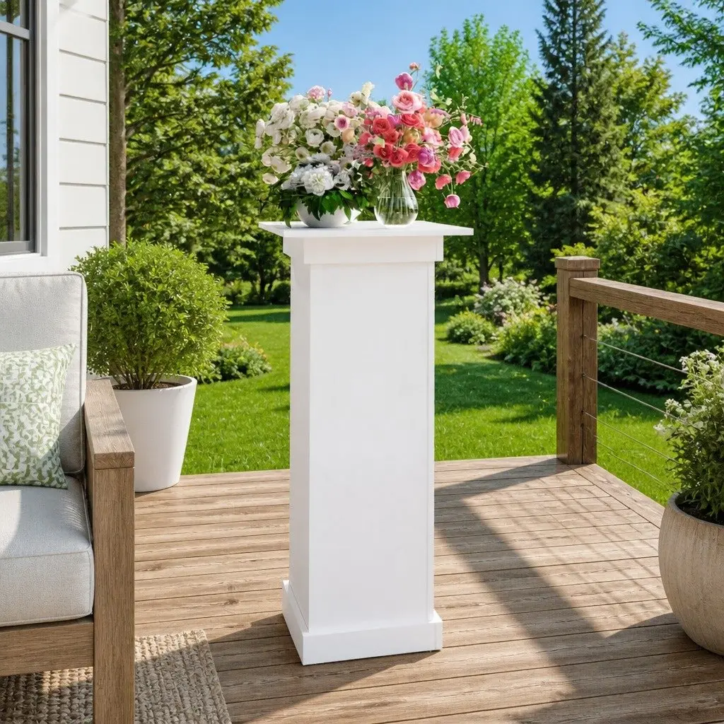 White Flower Stand 40x40x90cm