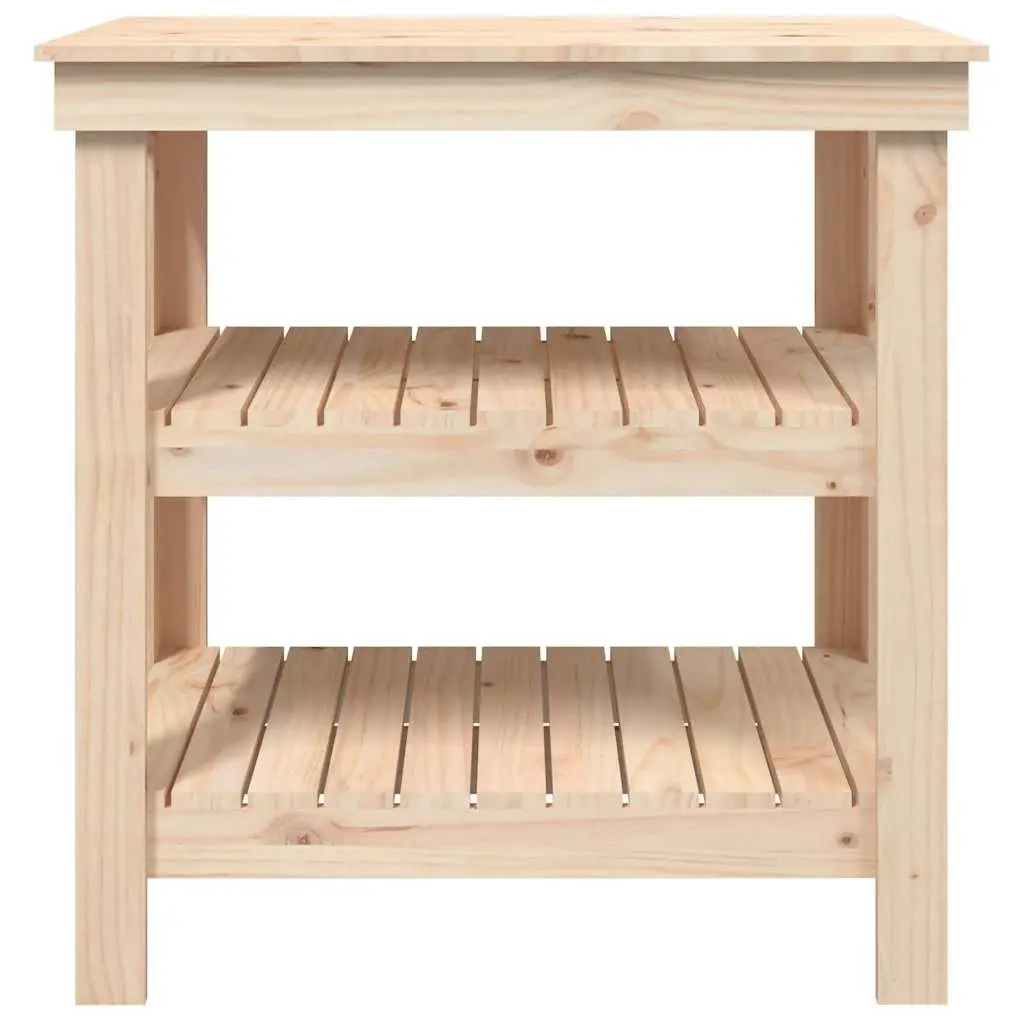 Wooden Work Bench Storage Table Brown Solid Pine Wood 78.5x50x80 cm