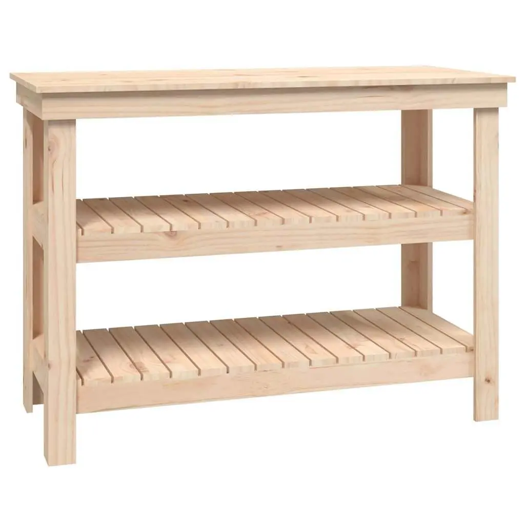 Solid Wood Pine Workbench with Shelves Brown 1105x500x800mm
