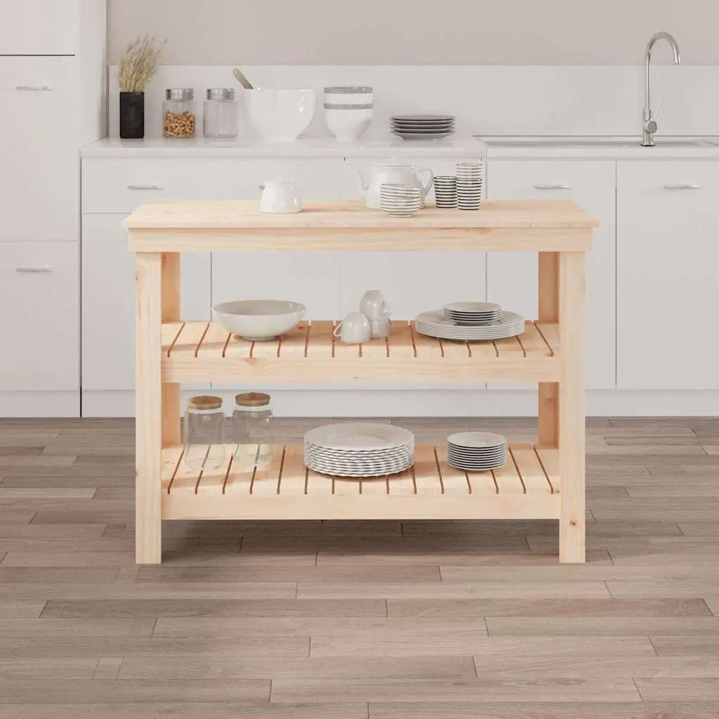 Solid Wood Pine Workbench with Shelves Brown 1105x500x800mm