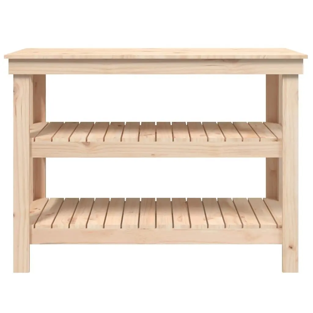 Solid Wood Pine Workbench with Shelves Brown 1105x500x800mm