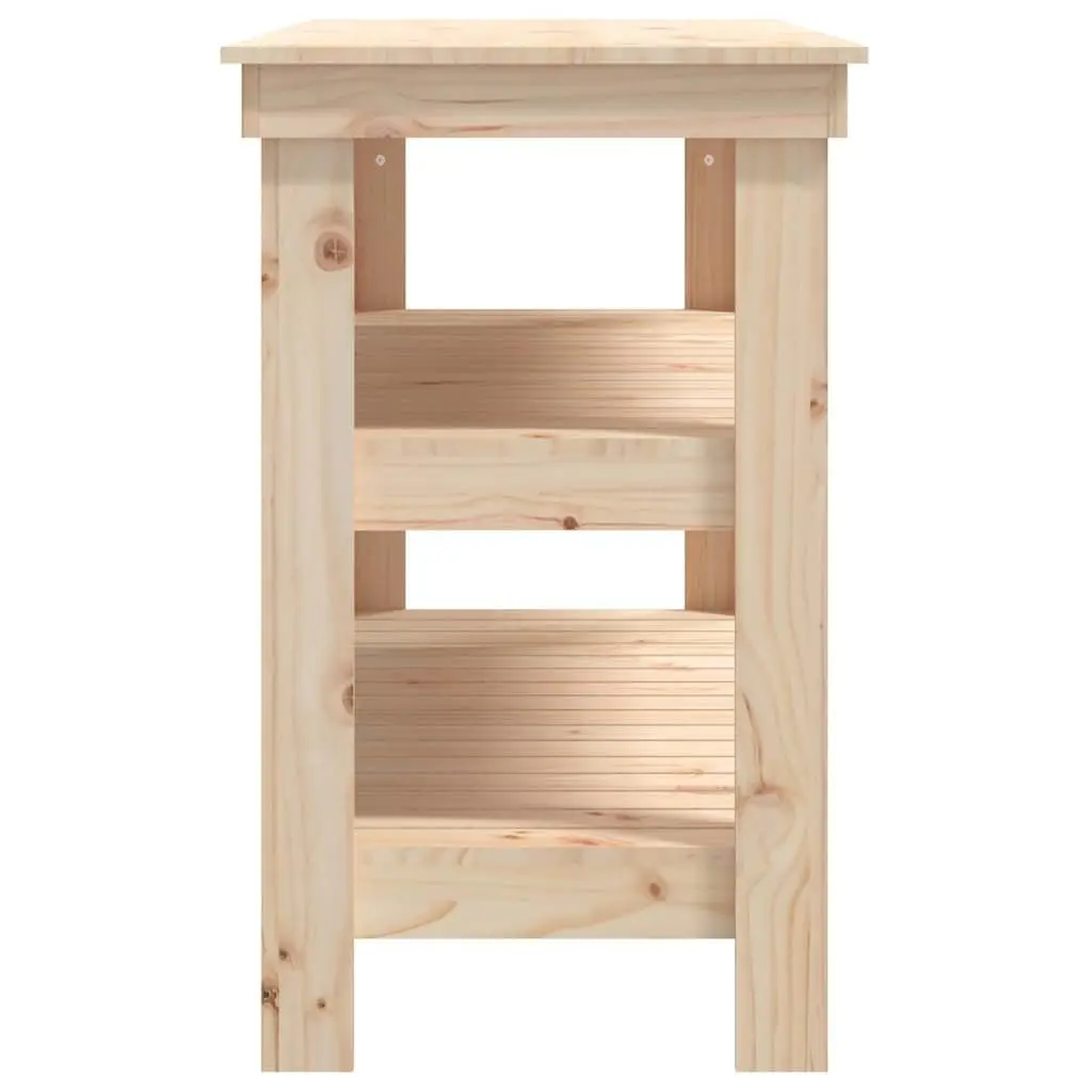 Solid Wood Pine Workbench with Shelves Brown 1105x500x800mm