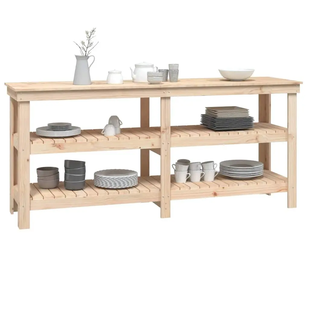 Work Bench Solid Wood Pine Storage Shelves 181x50x80 cm