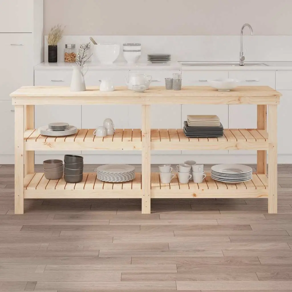 Work Bench Solid Wood Pine Storage Shelves 181x50x80 cm