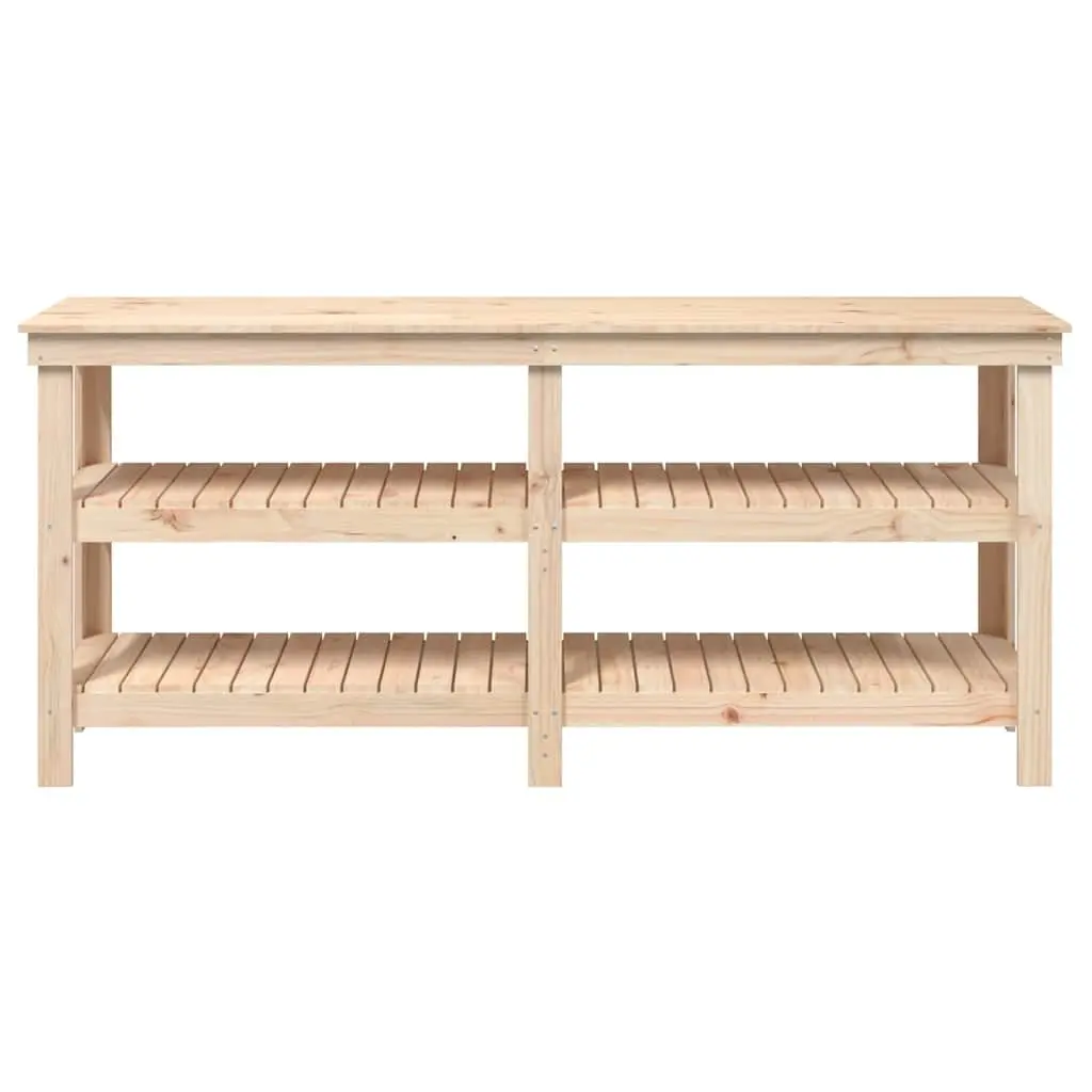 Work Bench Solid Wood Pine Storage Shelves 181x50x80 cm