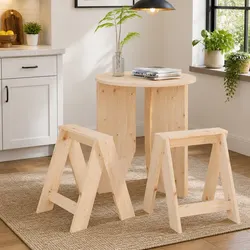 Friendly Pine Wood Stools Set of 2 for Any Indoor Space